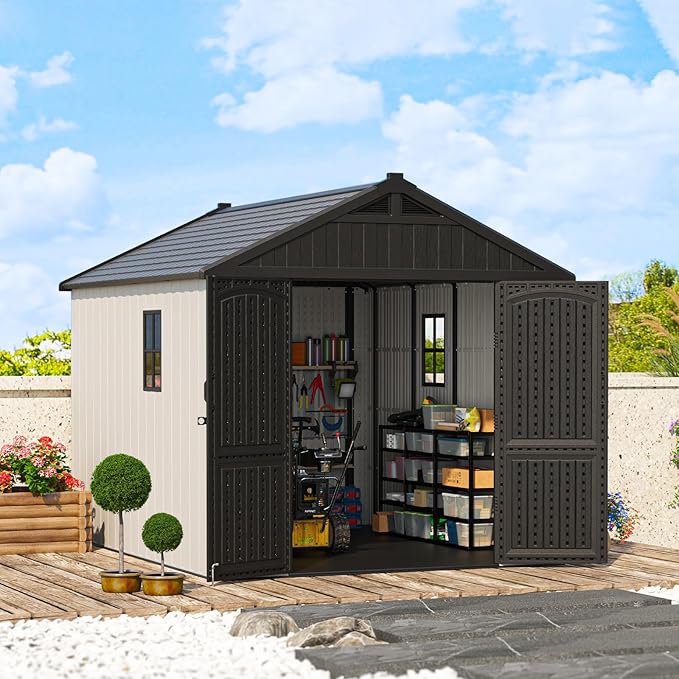 Patiowell 8 x 10 FT Resin Outdoor Storage Shed with Floor